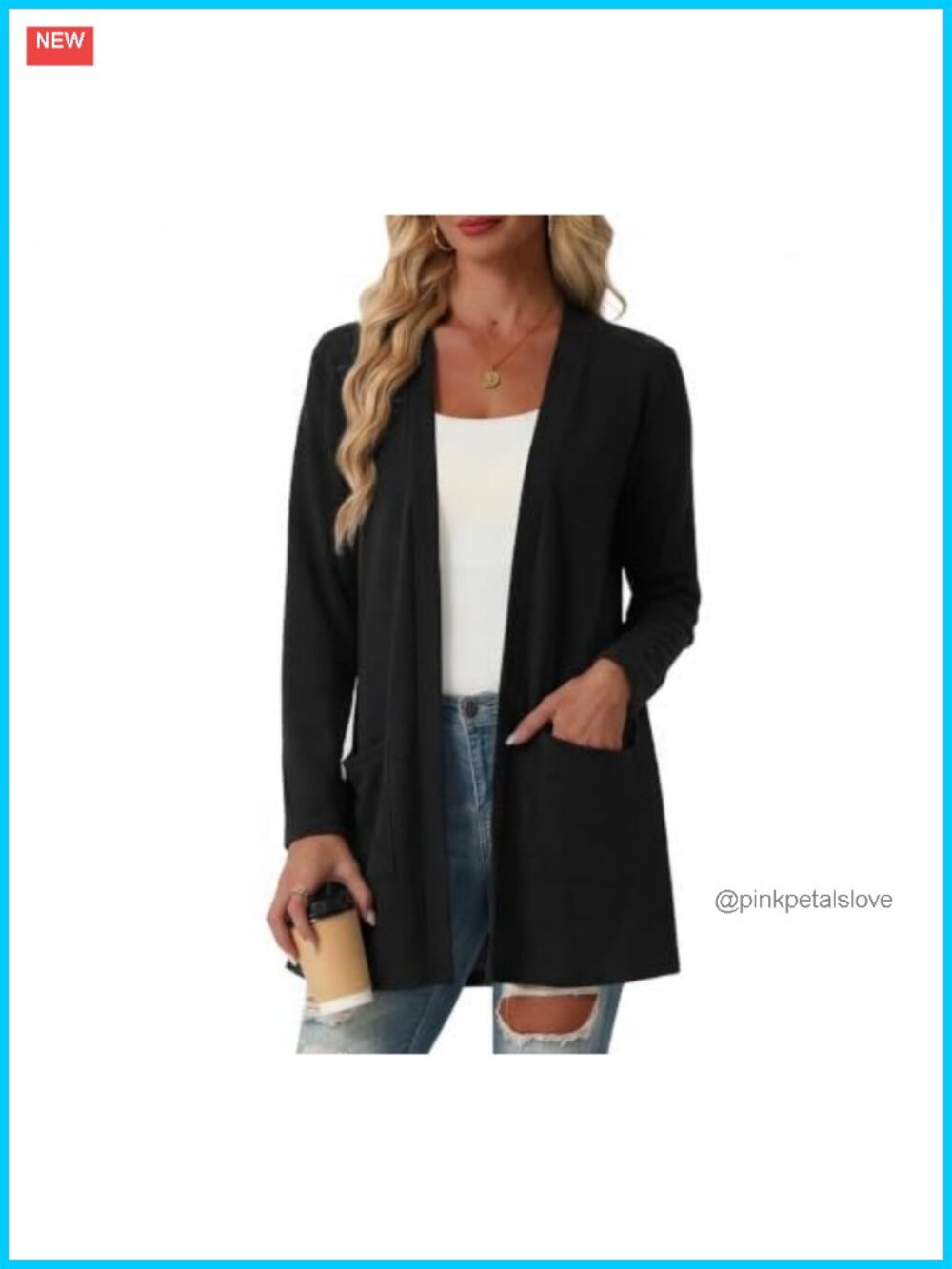 Lightweight Knit Cardigan Sweater Open Front Long Sleeve Loose Fit Pockets